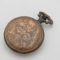 Full hunter bronze quartz pocketwatch with 3 horses motif - Needs battery