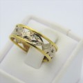 18kt yellow and white gold ring - Weighs 2,7 g - Size L 1/2