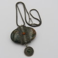 Vintage silverplated necklace with stone - Length 61 cm