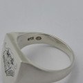 Sterling silver ring with SADF 32 battalion crest - Size W - Weighs 12,8 g