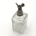 Vintage square crystal perfume bottle with 830 silver top