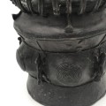 Ashanti Bronze pot with Chief and Tribal members on lid