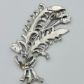 Vintage costume jewellery brooch - Silver coloured