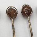 Set of 6 coffee spoons with semi precious stones