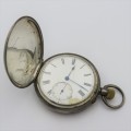 Antique sterling silver full hunter pocket watch - Working - Inscribed Francis Wilson Wright