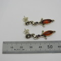 Pair of sterling silver amber earrings - Weighs 4,8 g