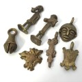 Lot of 7 vintage brass castings - Ashanti Tribe - lost wax method