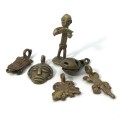 Lot of 6 vintage brass castings - Ashanti Tribe - lost wax method