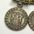 Pair of SA Prison Service miniature medals - 10 Year #1029, 20 year #457