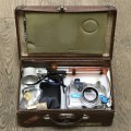 Kintage Konica C35 Marine 35mm camera with accessories in homemade case