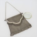 Vintage silverplated mesh purse with pocket mirror