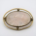 Vintage gold plated brooch with rose quartz