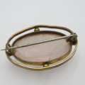 Vintage gold plated brooch with rose quartz