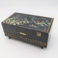 Vintage Japanese musical jewellery box with mother of pearl inlays