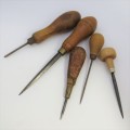 Lot of 5 leather work tools