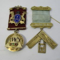 Masonic items of T . Potts in leather case with many items