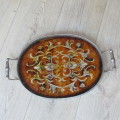 Vintage oval tray with glass inner