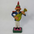 Pair of ceramic musician figurines with whistle - handmade