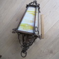 Vintage electrical wall lamp with white and yellow milk glass sides