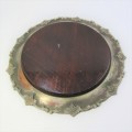 Vintage silver plated hot pan stand with wooden bottom