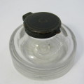 Vintage glass ink well with lid