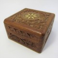 Vintage wooden hand carved trinket box