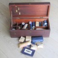 Antique wooden First Aid box with contents