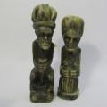 African soap stone carved chess set in suit case
