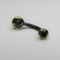 9kt Gold belly ring with Aquamarines - weighs 1,1g