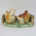 Vintage porcelain squirrels salt and pepper shaker on stand