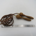 Vintage wood leather skipping rope