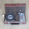 Vintage Sanyo travel record player - only one channel works on radio and turntable needs service