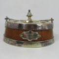 Antique Soap dish - wood and silver plated metal