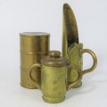 Lot of 3 miniature brass WW2 trench art ornaments