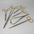 Lot of 6 Dentist tools with gold plated handles - unused