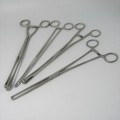 Lot of 5 Dentist extra long clamps and tools