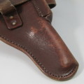 Old Police / Military leather belt with gun holster - 118cm