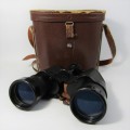 Vintage Yashica 10 x 50 binoculars in leather pouch - closing latch broken