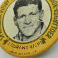 1956 Springbok Rugby tour Salty du Rand tinnie badge