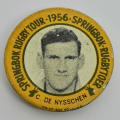 1956 Springbok Rugby tour Chris de Nysschen tinnie badge