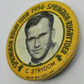 1956 Springbok Rugby tour Popeye Strydom tinnie badge