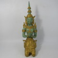 Vintage Bronze Thepanom Temple keeper of Thailand statue - 32cm