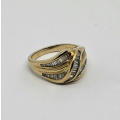 14kt Yellow gold diamond ring with 56 baguette diamonds - Weighs 5.9 - Size O