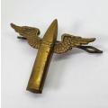 Pre WW2 Royal Air Force Air Gunner`s winged bullet brass sleeve badge