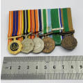 Set of 5 SADF miniature medals - Loyal service medal is missing