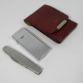 Vintage pocket lighter & pocket knife in pouch - not working