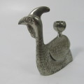 Pair of white metal guinea fowl candle holders