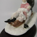 Vintage Coalport Winters Frolic porcelain figurine with wooden stand - bottom cracked - #446 of 750