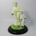 Vintage Coalport Summers Day porcelain figurine with wooden stand - cracked - #615 of 750