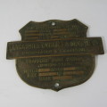 1954 Slip Ring induction motor brass plaque - Lancashire, Dynomo & Crypto